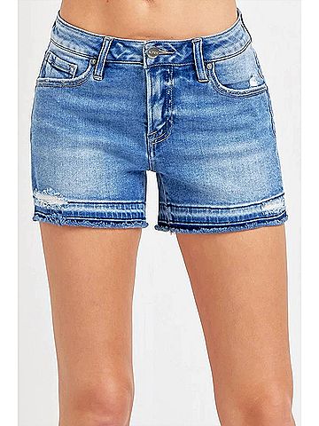 Risen Shadow Low Rise Jean Shorts in Medium Blue (view 2)