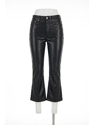 Daze Shy Girl Crop Flare Vegan Leather Pant in Black (view 1)