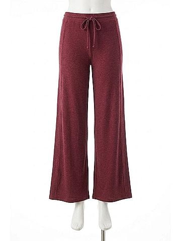 Chaser Rpet Cozy Knit Wide Leg Rib Panel Pants in Jingle (view 1)
