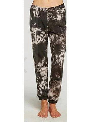 Chaser Cotton Fleece Easy Jogger in Black And White Crystal Wash (view 2)
