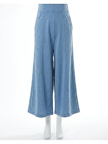Easel Washed Wide Leg Jumpsuit in Blue (view 1)