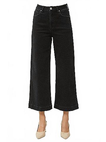 Risen Jones Cropped Wide Leg Jeans in Black (view 2)
