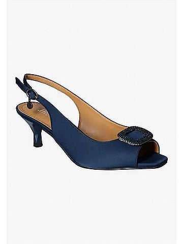 J. Renee Women's Madeleina Sling Back Sandals in Navy Satin (view 2)