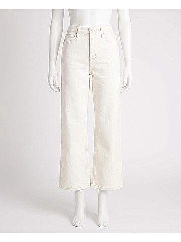 Nicole Miller High Rise Wide Leg Ankle Jean in Off White (view 1)