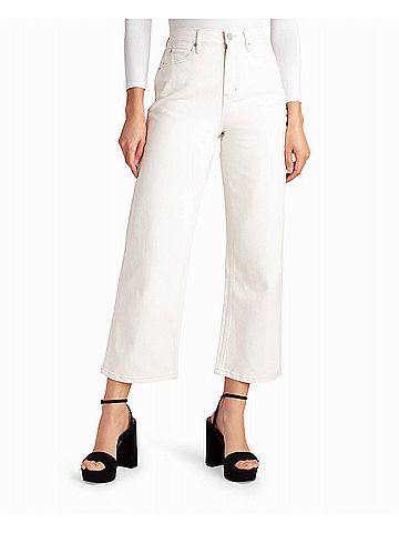 Nicole Miller High Rise Wide Leg Ankle Jean in Off White (view 2)