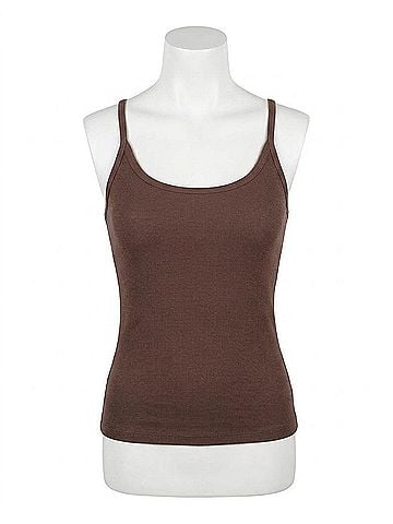 Olivaceous Fitted Ribbed Spaghetti Strap Tank Top in Brown (view 1)