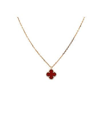 Van Cleef & Arpels Sweet Alhambra Pendant Necklace 18K Rose Gold and Carnelian (view 1)