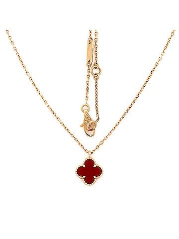 Van Cleef & Arpels Sweet Alhambra Pendant Necklace 18K Rose Gold and Carnelian (view 2)