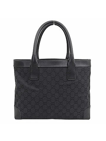 Gucci Gucci GG Canvas Handbag/Tote Bag, 002/1119/002113, Canvas/Leather, Black (view 1)