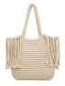 JEN & CO. 100% Cotton Solid Ivory Tote One size - photo 1