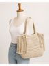 JEN & CO. 100% Cotton Solid Ivory Tote One size - photo 3