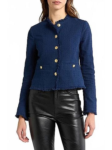 Rag & Bone Carmen Frayed Jacket in Navy (view 2)