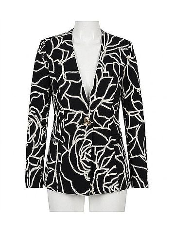 Joseph Ribkoff Foiled Floral Blazer Jacket in Black/Vanilla (view 1)