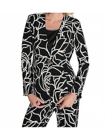 Joseph Ribkoff Foiled Floral Blazer Jacket in Black/Vanilla (view 2)