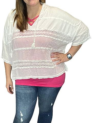 Pol Summer Pullover Top in White (view 2)