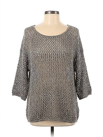 Pol Open Weave Castlerock Sweater in Grey (view 1)