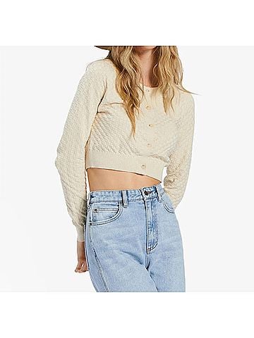Billabong She Dances Crop Cardigan in White Cap (view 2)