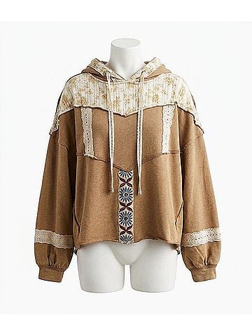 Pol Hillary Balloon Sleeve Hoodie in Cocoa (view 1)
