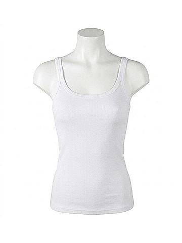 Olivaceous Fitted Ribbed Spaghetti Strap Tank Top in White (view 1)