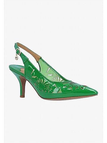 J. Renee Women's Vanani Sling Back Pumps in Green Patent/Mesh (view 2)