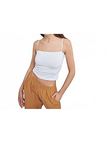Ambar Minimalist Square Neck Slim Fit Cami Top in White (view 2)