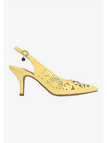 J. Renee Women's Vanani Sling Back Pumps in Soft Yellow Patent/Mesh (view 1)