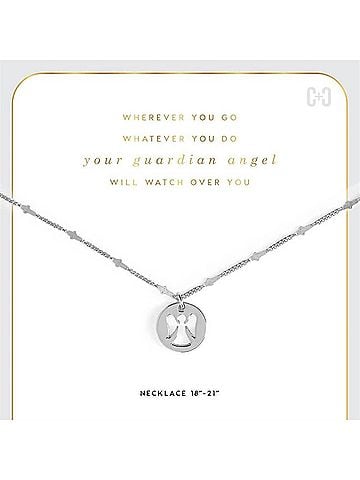 Coco + Carmen Women's Guardian Angel Necklace in Silver (view 2)