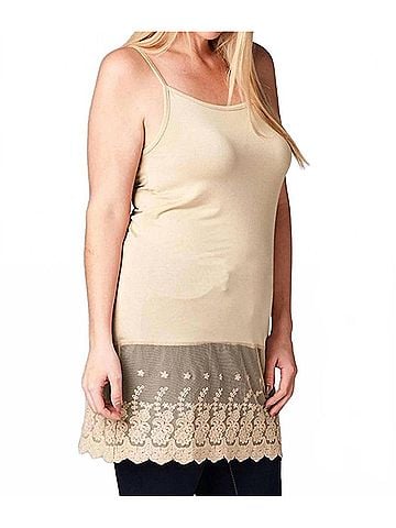 Oddi Sleeveless Lace Extender Camisole - Plus Size in Taupe (view 2)