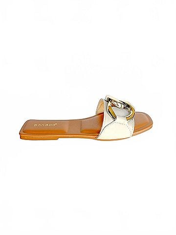 Bamboo Women's Chain Slide Sandals in Ivory Gold (view 1)