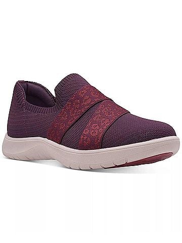 Clarks Women's Adella Stride Slip-On Shoes in Burgundy Knit (view 1)