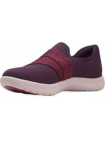 Clarks Women's Adella Stride Slip-On Shoes in Burgundy Knit (view 2)