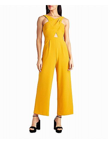 Nicole Miller Charli Stretch Crepe Halter Neck Jumpsuit in Golden Orange (view 2)