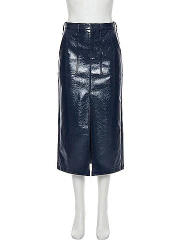 Pistola Alice Utility Skirt in Navy Vinyl (view 1)