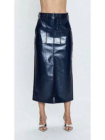 Pistola Alice Utility Skirt in Navy Vinyl (view 2)