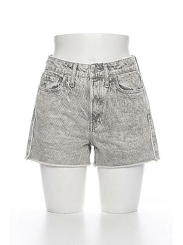 Elan Women's Mirabel Denim Sweat Shorts in Light Grey Wash (view 1)