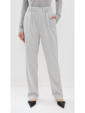 Enza Costa Wool Suiting Pull On Trouser in Light Grey (view 2)