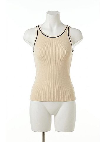 Elan Women's Lara Contrast Knit Tank Top in Natural (view 1)