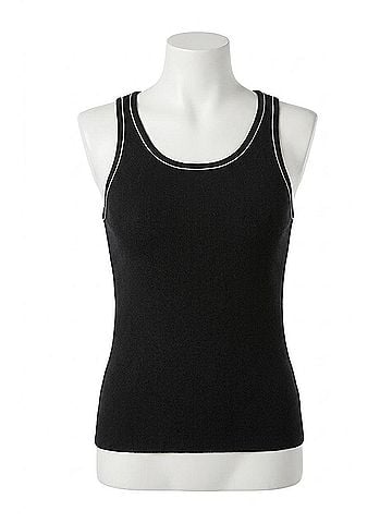 Elan Women's Lara Contrast Knit Tank Top in Black (view 1)