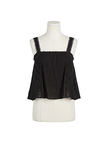Elan Nyx Flowy Tank Top in Black (view 1)