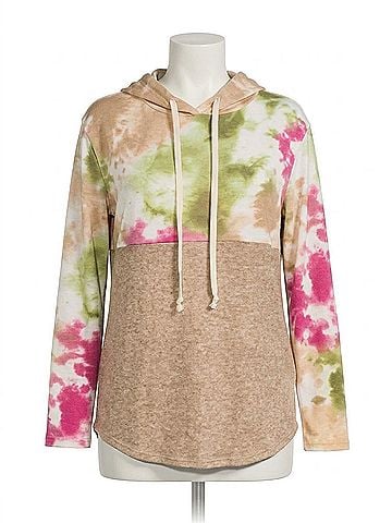 Honeyme Tie Dye Hoodie in Mocha (view 1)
