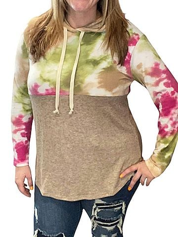 Honeyme Tie Dye Hoodie in Mocha (view 2)