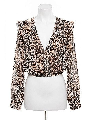 Blue Life Fina V-Neck Crop Top in Brown (view 1)