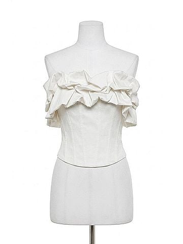 Astr Sarahi Strapless Ruffled Corset Top in White (view 1)