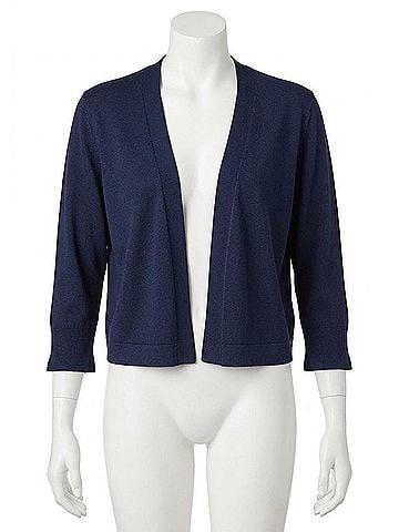Keren Hart Ruffled Sleeve Knit Bolero in Navy (view 1)