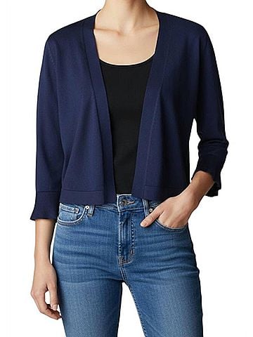 Keren Hart Ruffled Sleeve Knit Bolero in Navy (view 2)