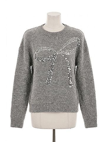 Elan Elizabeth Bow Sweater in Grey (view 1)