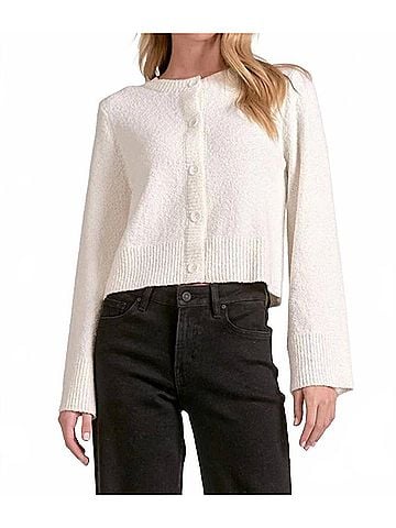 Elan Women's Carla Textured Cardigan in Off White (view 2)