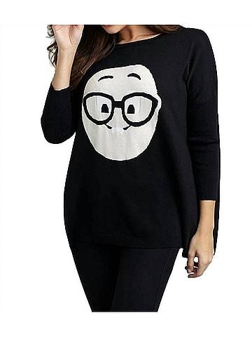 Angel Geek Chic Emoji Pullover in Black (view 2)