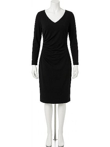 Etcetera V-Neck Side Scrunch Dress in Black (view 1)