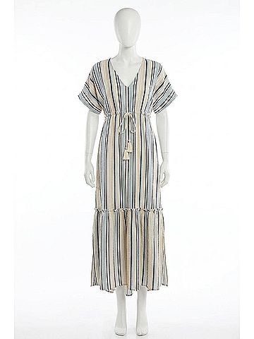 Elan Danica Maxi Dress in Natural Blue Stripe (view 1)